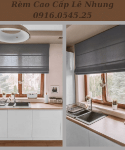 Rèm Roman Cao Cấp Chống Nắng phòng bếp Lê Nhung