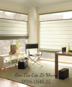 Rèm Roman màu kem trung tính phù hợp với không giản đơn giản và đơn tiết thiết kế bởi Rèm Cao Cấp Lê Nhung